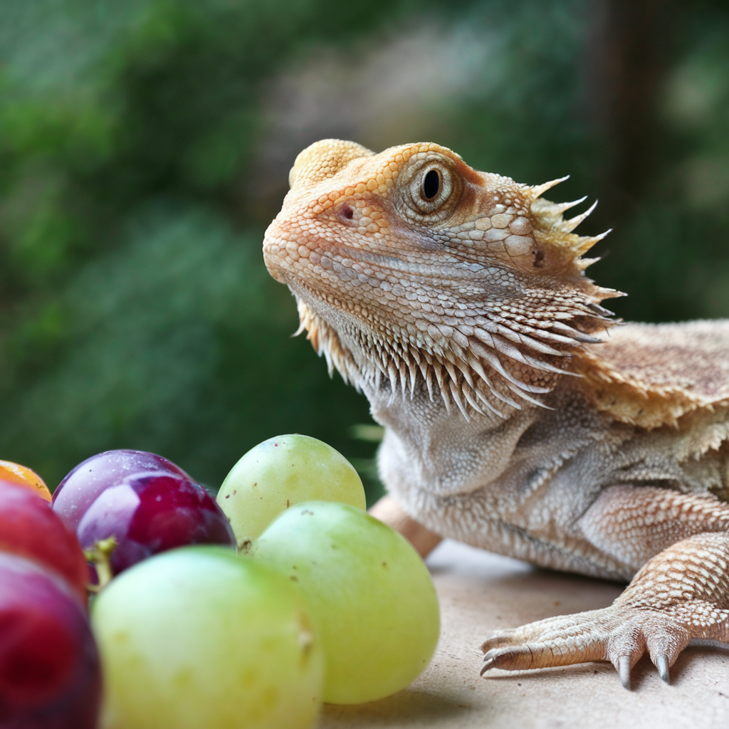 a bold beardie staring at grapes - Can Bearded Dragons Eat Grapes?
